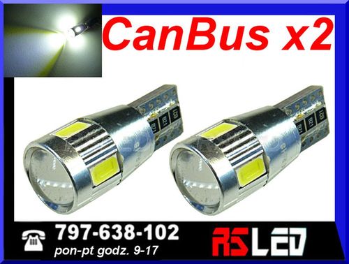 żarówka LED T10 w5w CanBus soczewka can bus 12v biała zimna kpl 2 szt na Arena.pl