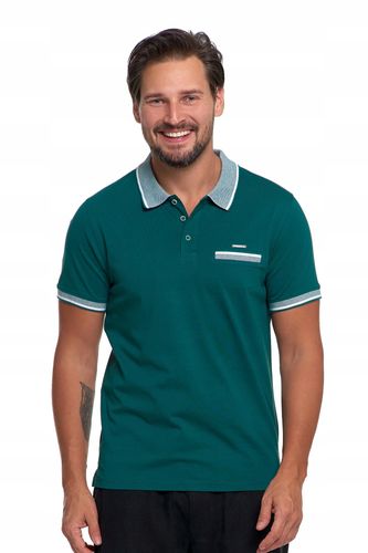 Koszulka Polo Męska Bawełniana Polówka Modna Premium ZIELONY MORAJ - M na Arena.pl