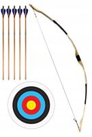 ŁUK DREWNIANY 115CM 5 STRZAŁ + TARCZA ZESTAW ŁUCZNICZY BRĄZOWY