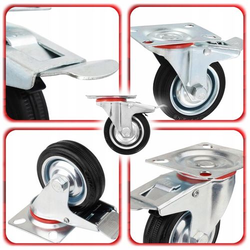 ZESTAW 4 SZT. JEZDNYCH KÓŁEK KÓŁKA 75MM OBROTOWE Z HAMULCEM Skrętne na Arena.pl