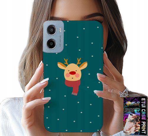 ETUI DO MOTOROLA E15 / G05 - RENIFER NA ZIELONYM TLE ŚWIĄTECZNE WZORY na Arena.pl