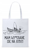 Dla Wędkarza Rybaka Torba Eco Biała Shopper Z Nadrukiem Ze Zdjęciem