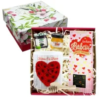 Zestaw prezent DZIEŃ BABCI i DZIADKA kubek herbata miód URODZINY 1-99 WZORY