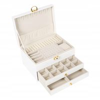 SZKATUŁKA NA BIŻUTERIĘ KUFEREK ORGANIZER ELEGANCKI NA KLUCZYK BIAŁA