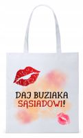 Torba Biała Eco Shopper Dla Sąsiada Sąsiadki Z Nadrukiem Ze Zdjęciem
