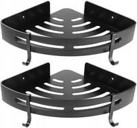 PÓŁKA NAROŻNA POD PRYSZNIC WISZĄCA ŁAZIENKOWA CZARNA LOFT ALU ZESTAW 2szt