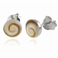 DELIKATNE OKRĄGŁE SREBRNE KOLCZYKI KÓŁKA 6MM WKRĘTKI JASNA MUSZLA SREBRO