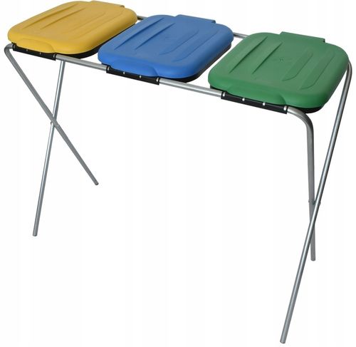 stojak do segregacji odpadów (3-stanowiskowy) żółty, zielony, niebieski na Arena.pl