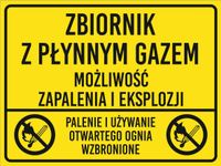 Znak Zbiornik z płynnym gazem grawer piktogram 20x15 cm
