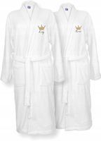 SZLAFROKI BIAŁE Z HAFTEM 2 szt unisex PREZENT na ślub wesele personalizacja