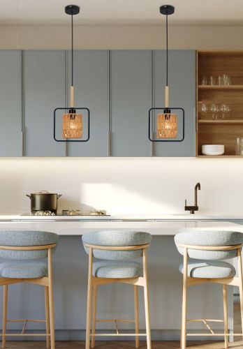 Crown lampa wisząca czarny 1x40W E27 abażur beżowy na Arena.pl