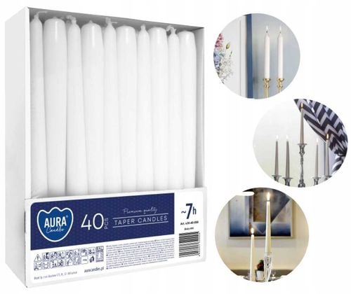 aura świece stołowe stożkowe białe 40 szt. s30-40-090 na Arena.pl