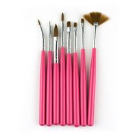 Zestaw pędzelków do zdobień manicure, 8szt - różowe