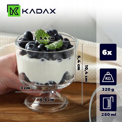 PUCHARKI DO DESERÓW 280ml POJEMNIK NA DESERKI DESERY PUCHAREK LODY KOMPLET na Arena.pl