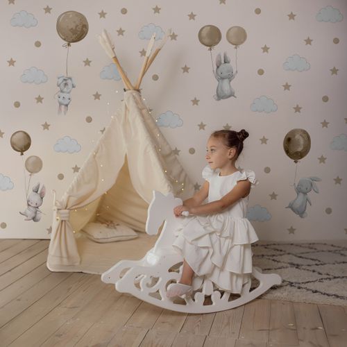 Naklejki Dla Dzieci Króliczki Balony Chmury Gwiazdy ZESTAW 60cm x 30cm na Arena.pl