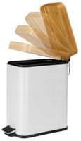 Kosz na śmieci łazienkowy prostokątny BLACK/WHITE 5L biały z bambusem
