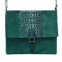 VERA PELLE torebka zamszowa listonoszka kroko z paskiem V360 morska