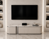 Szafka RTV złota Nutris Glamour Premium 200x40x50 w kolorze niklowym