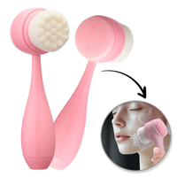 szczotka do mycia twarzy dwustronna, miękka, silikonowa 14,5cm scz13r