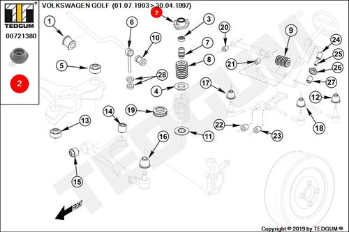 VW GOLF ELEMENT MOCOWANIA AMORTYZATORA 91-02 na Arena.pl