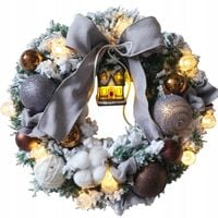 WIANEK ŚWIĄTECZNY LED ŚWIECĄCY WIENIEC STÓŁ DRZWI STROIK KOKARDA DEKORACJA