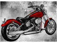 50X70CM CZERWONY MOTOCYKL OBRAZ POKOJU DREWNINE