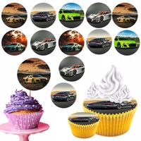 OPŁATEK na BABECZKI MUFFINKI zestaw na urodziny 12szt. - SAMOCHODY AUDI