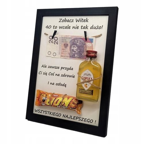 PREZENT NA 30 40 50 60 70 URODZINY RAMKA tabliczka grawer Duża Czarna na Arena.pl