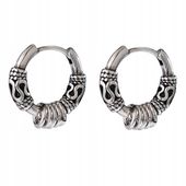 Retro kolczyki męskie srebrne wzory, S925 srebrne