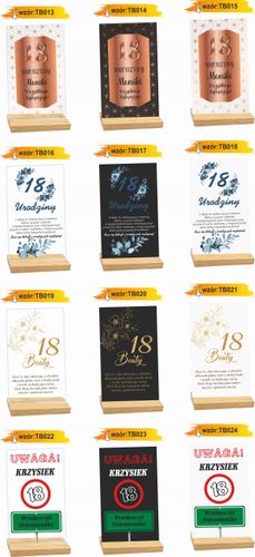 STATUETKA RAMKA 18 urodziny spersonalizowany prezent różne wzory nadruk UV na Arena.pl