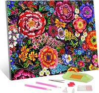 Kolorowy Zestaw do Malowania Diamentami 5D Kwiaty Abstrakcja 30x40 cm