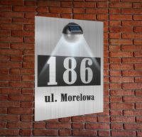 TABLICZKA ADRESOWA oświetlona z lampką pionowa aluminiowa numer na dom
