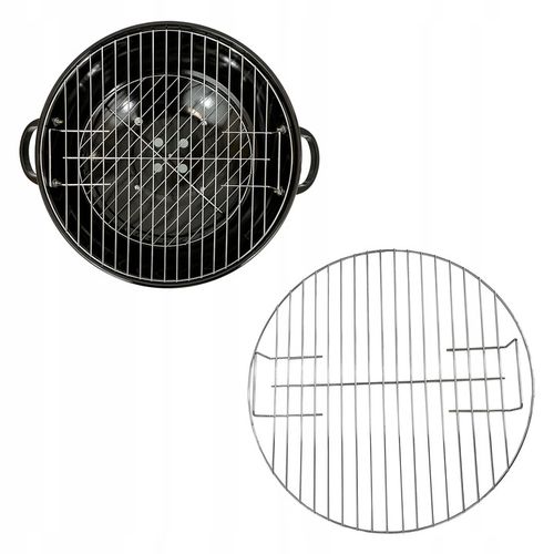 GRILL OGRODOWY WĘGLOWY OKRĄGŁY PRZENOŚNY POKRYWA RUSZT + 4 x MATA BBQ na Arena.pl