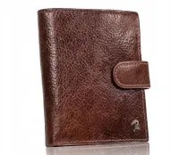 portfel męski pionowy skórzany brązowy rovicky z ochroną rfid