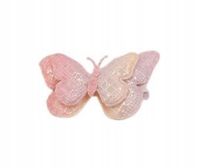 Spinka wsuwka motyl duży podwójny pastelowe kolory 8,5cm odcienie różu