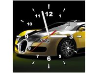 30X30CM ZEGAR ŻÓŁTE BUGATTI VEYRON OBRAZ DREWNO