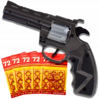 PISTOLET NA SPŁONKĘ REWOLWER REKWIZYT METAL 5x72szt KAPISZONY GRATIS
