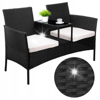 SOFA OGRODOWA DWUOSOBOWA TECHNORATTAN NA BALKON TARAS OGRÓD ŁAWKA STOLIK