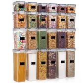 Pojemniki kuchenne do przechowywania żywności z pokrywką zestaw 24 szt. z naklejkami, przeźroczyste