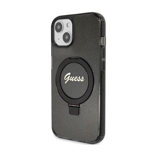 Guess Ring Stand Script Glitter MagSafe - Etui iPhone 15 (czarny) na Arena.pl