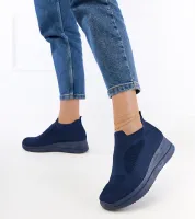 Granatowe sneakersy materialowe wsuwane Romaro 38