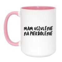 KUBEK "MAM UCZULENIE NA PIERDOLENIE" Wzór - Duży Biało-Różowy 450 ml