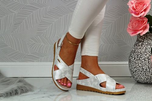 SANDAŁY DAMSKIE SKÓRA PROFILOWANE SZYTE RZEP na Arena.pl