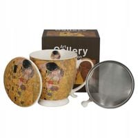 Kubek z zaparzaczem na stopce porcelanowy Pocałunek Klimt 510 ml do herbaty