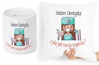 Dla Dentysty Zestaw Poduszka + Skarbonka Prezent Z Nadrukiem Ze Zdjęciem