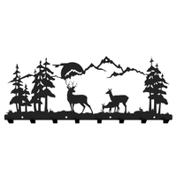 Metalowy wieszak ścienny na ubrania i klucze loft JELEŃ LAS SARNY czarny