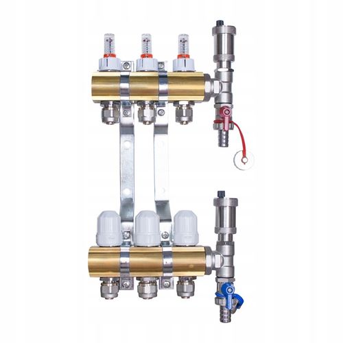 Rozdzielacz mosiężny do podłogówki 3 obwody sekcje kolektor do rur PEX na Arena.pl