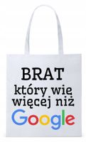 Dla Brata Na Prezent Torba Eco Biała Shopper Z Nadrukiem Ze Zdjęciem