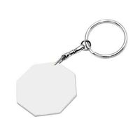 Brelok Plastikowy Ośmiokątny Biały Sublimacja Termotransfer