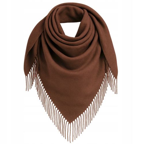 Chusta damska szal zimowa jesienna szalik brązowa GŁADKA BRĄZ na Arena.pl